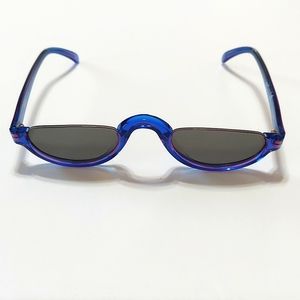 NWOT Cat Eye Francis Klein Malte Half Rim Bluish Purple Frames Ladies Sunglasses